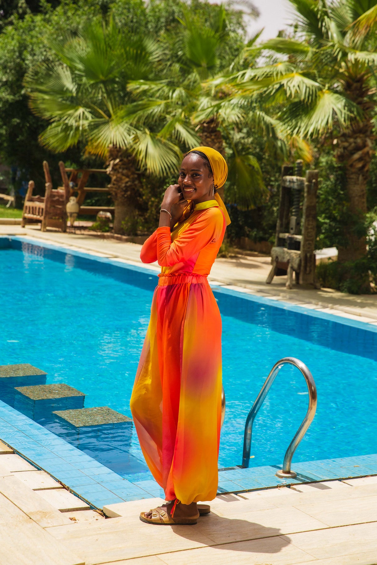 Sun-kissed Gradient Catsuit Swimsuit Set