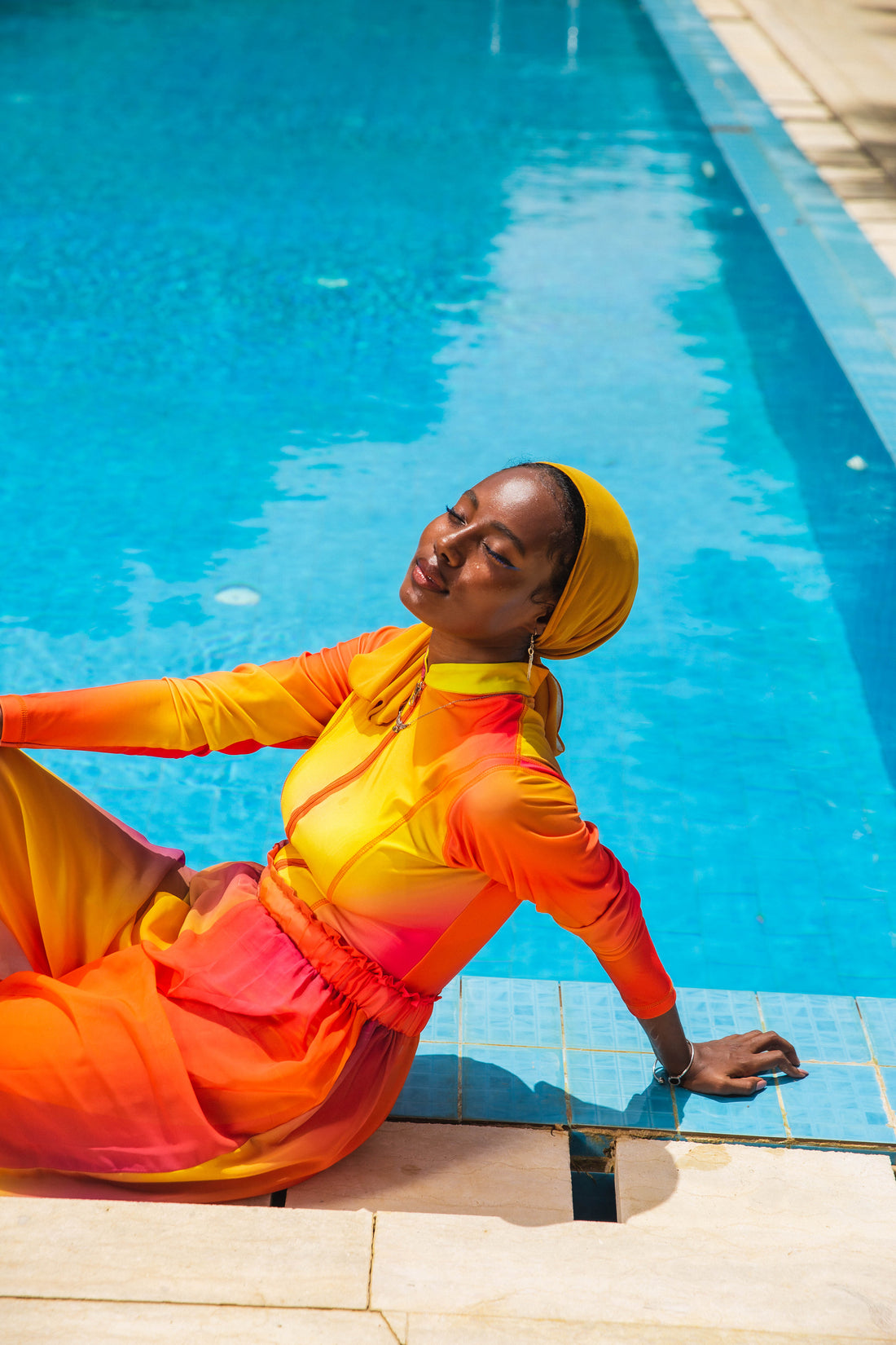 Sun-kissed Gradient Catsuit Swimsuit Set