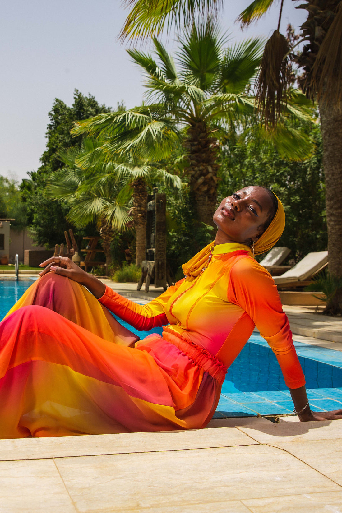 Sun-kissed Gradient Catsuit Swimsuit Set