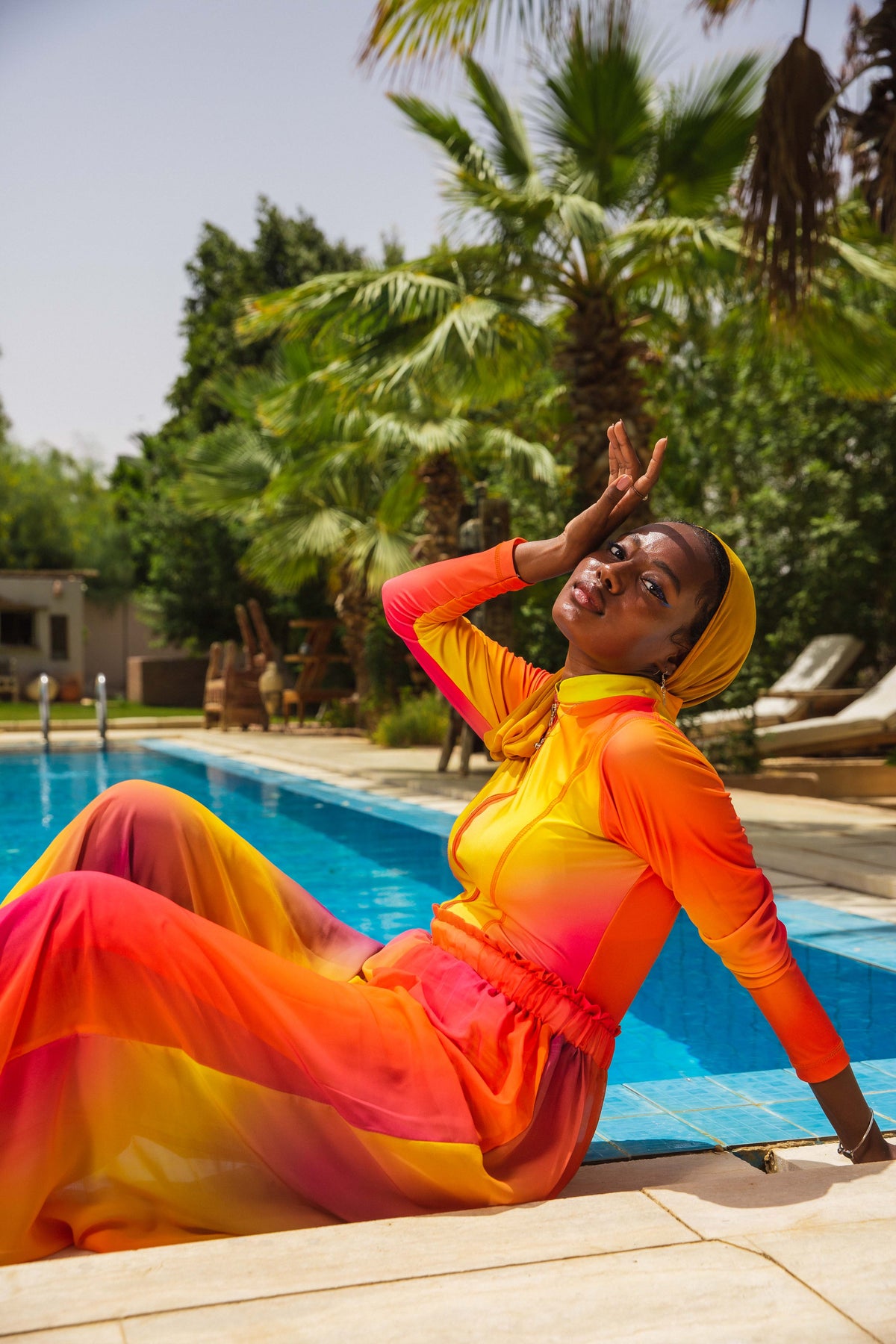 Sun-kissed Gradient Catsuit Swimsuit Set
