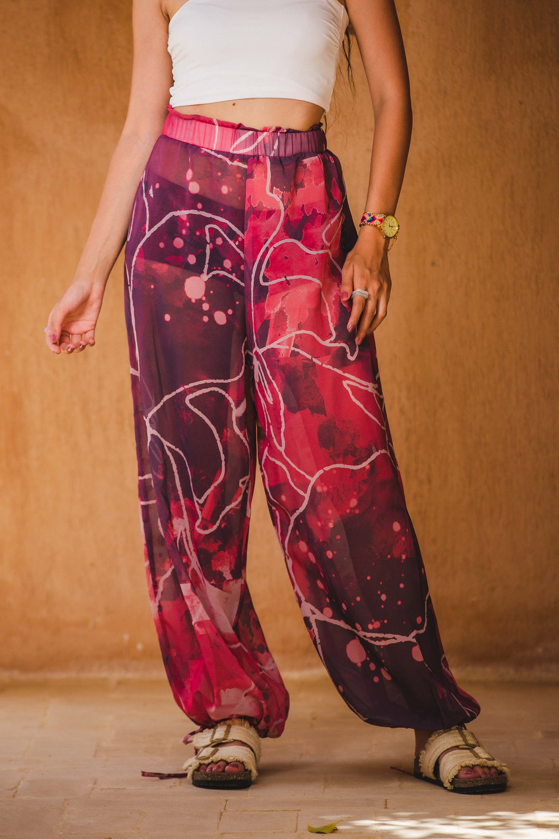 Aladdin Patterned Chiffon Pants