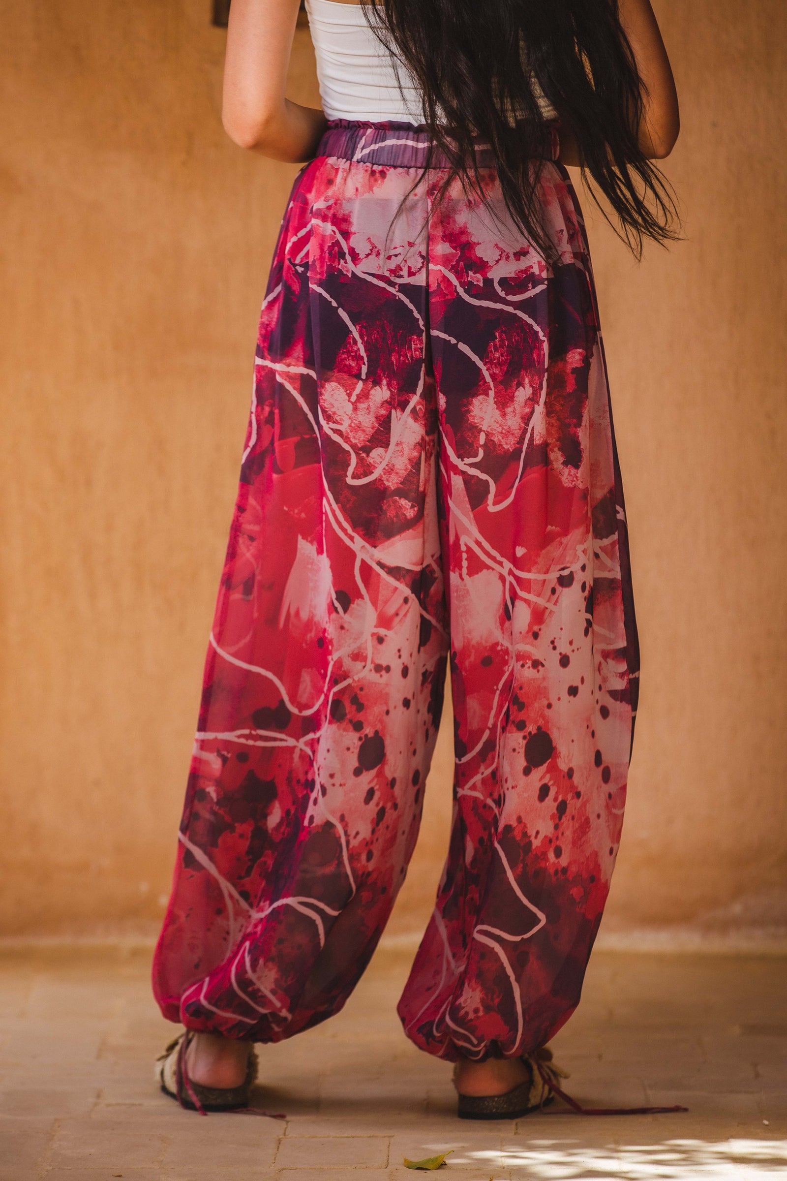 Aladdin Patterned Chiffon Pants