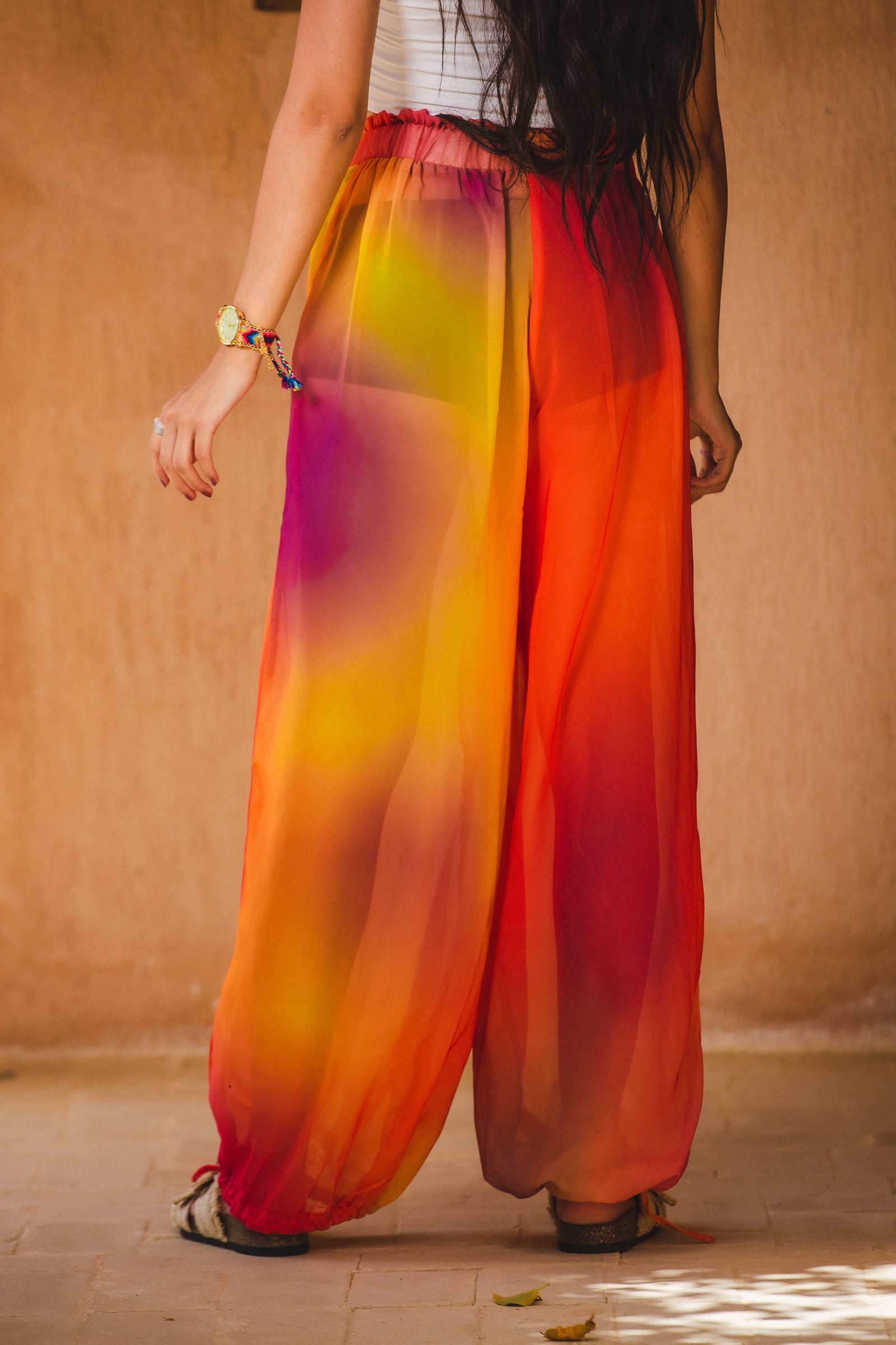 Aladdin Patterned Chiffon Pants