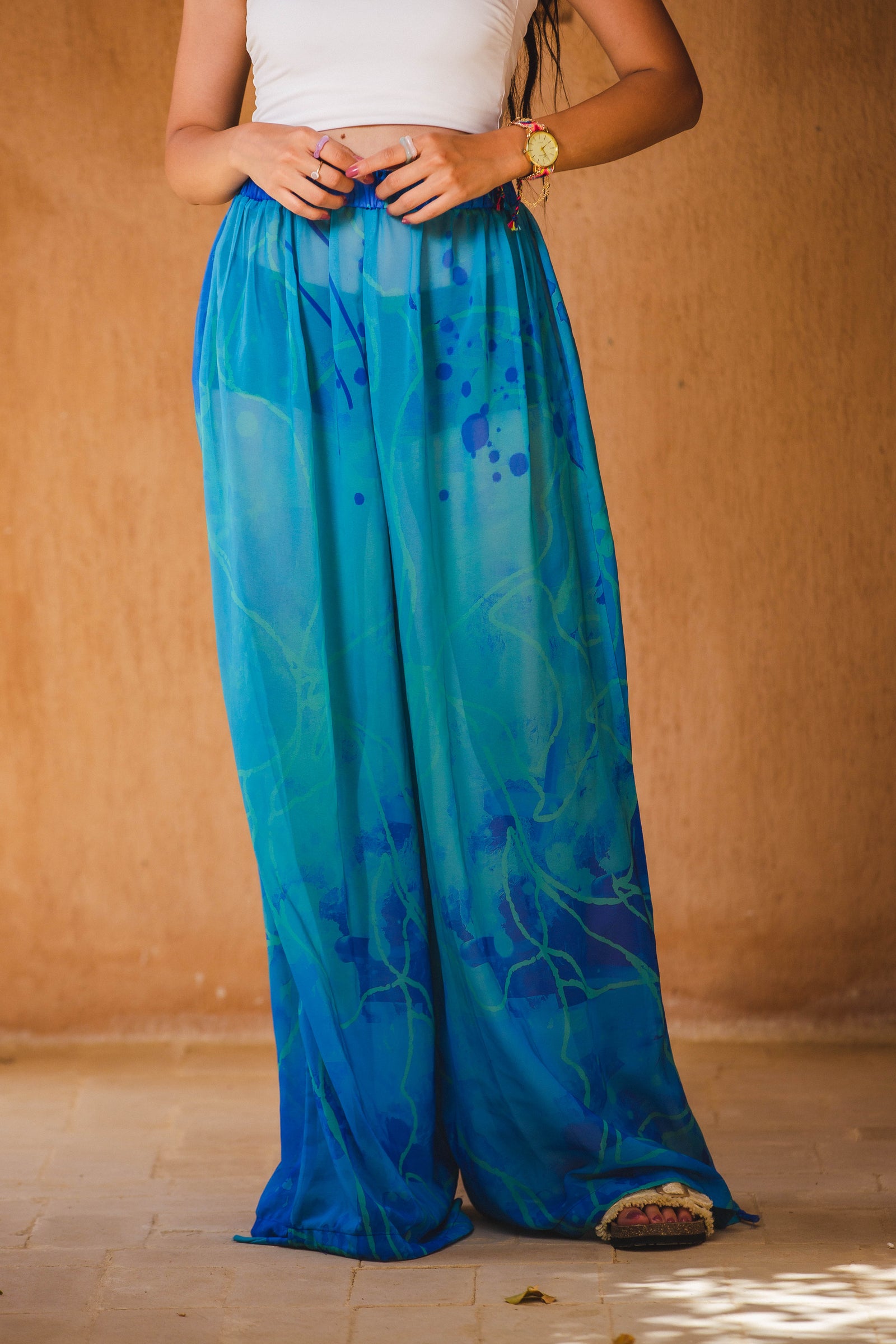 Aladdin Patterned Chiffon Pants