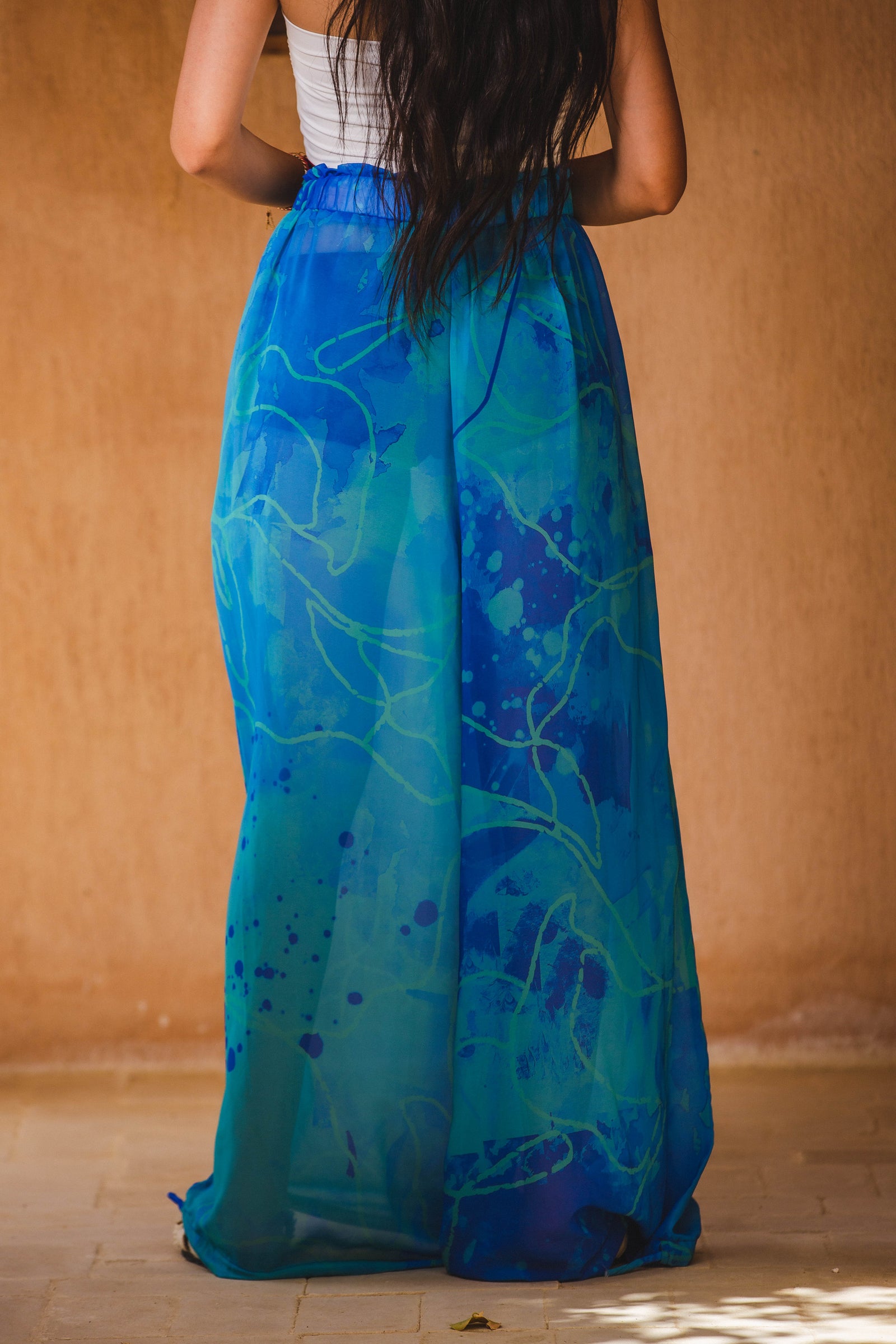 Aladdin Patterned Chiffon Pants