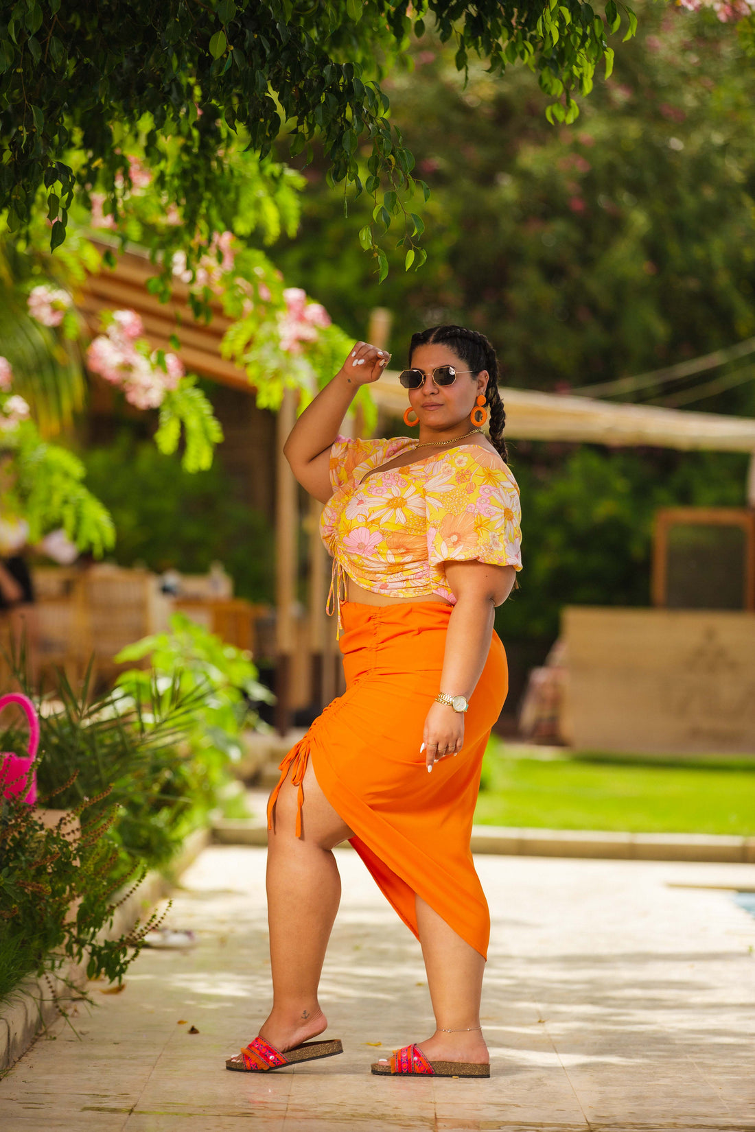 The Orange Gathered Skirt