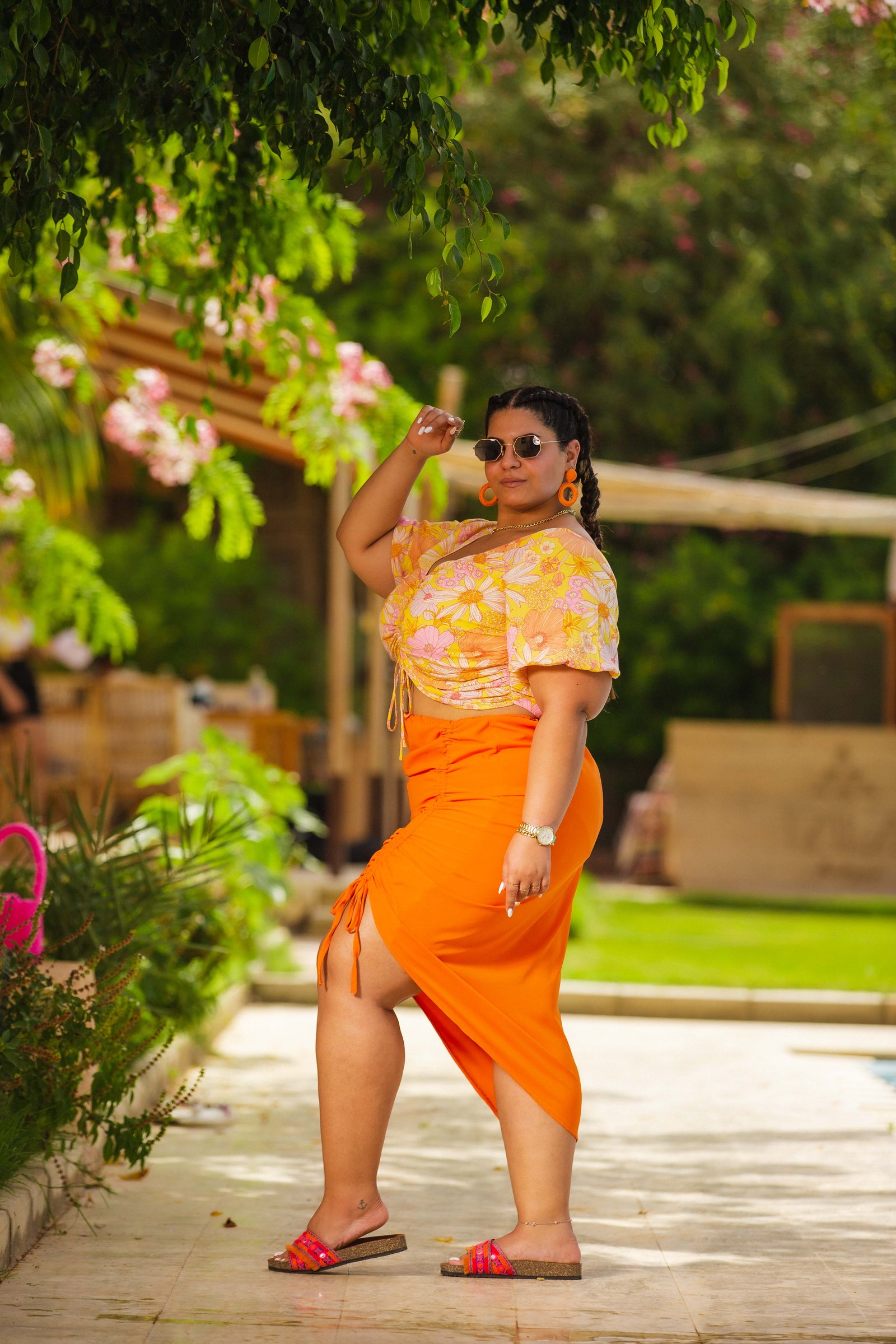 The Orange Gathered Skirt