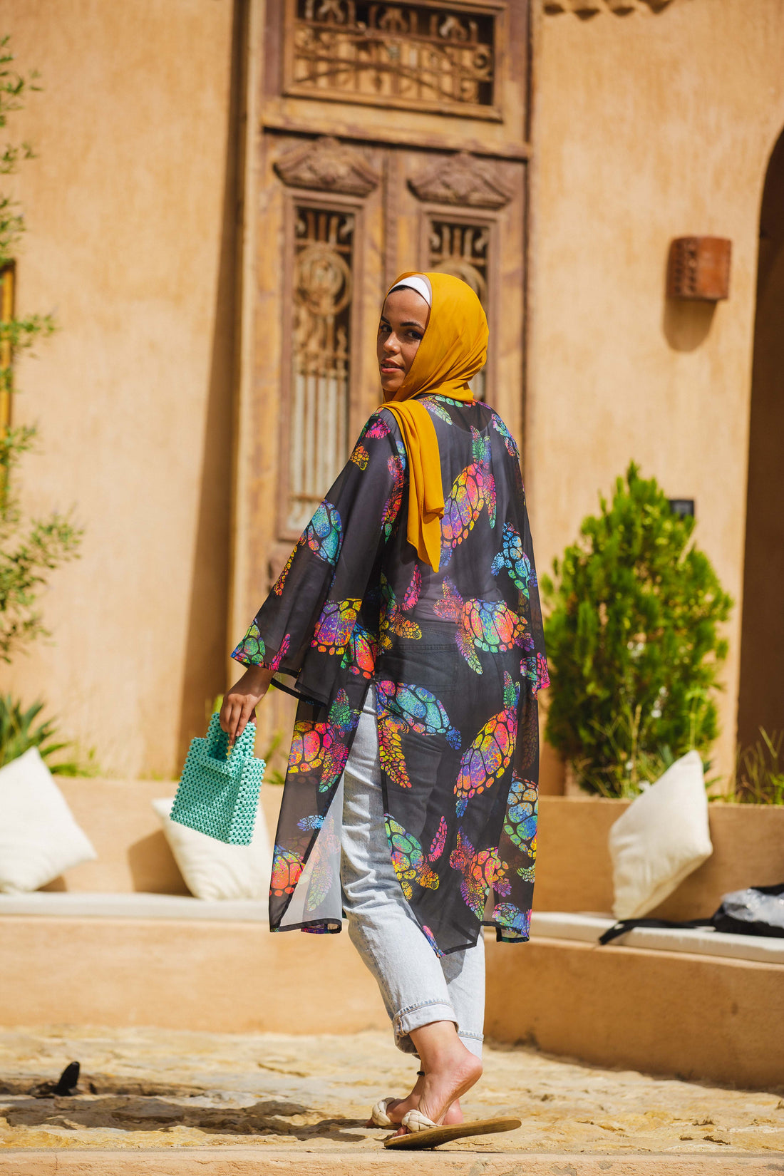 The Turtle chiffon kimono - Black