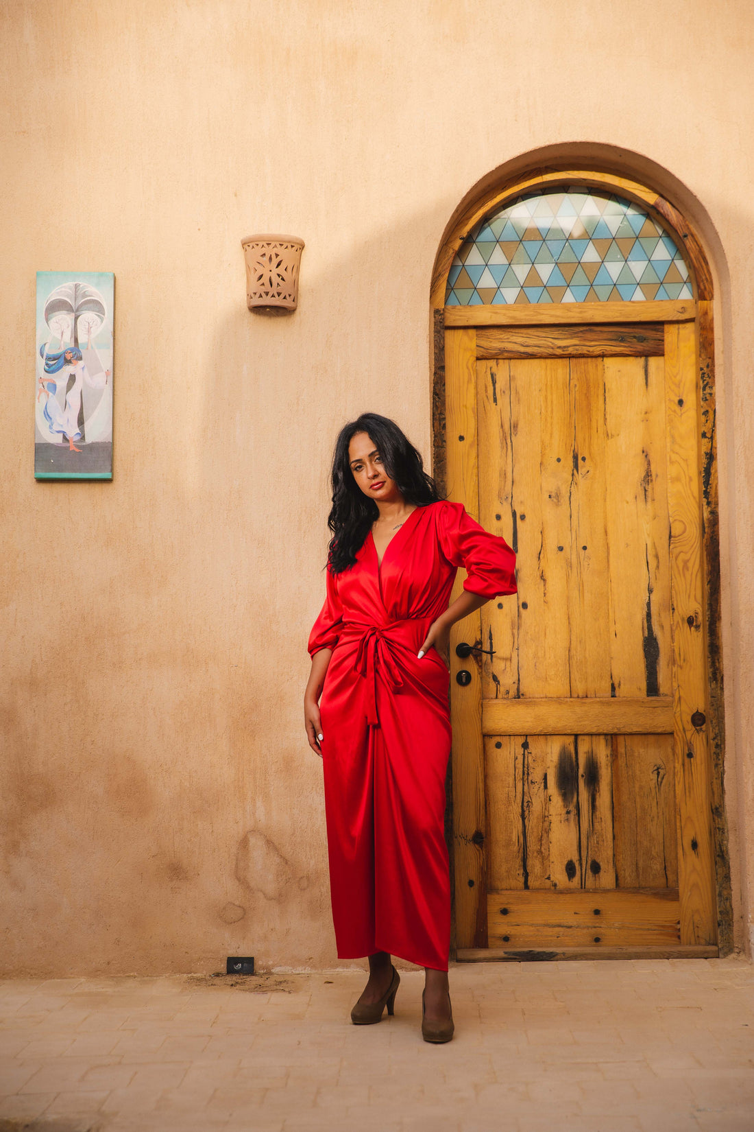 The Royal Satin wrap dress - Red