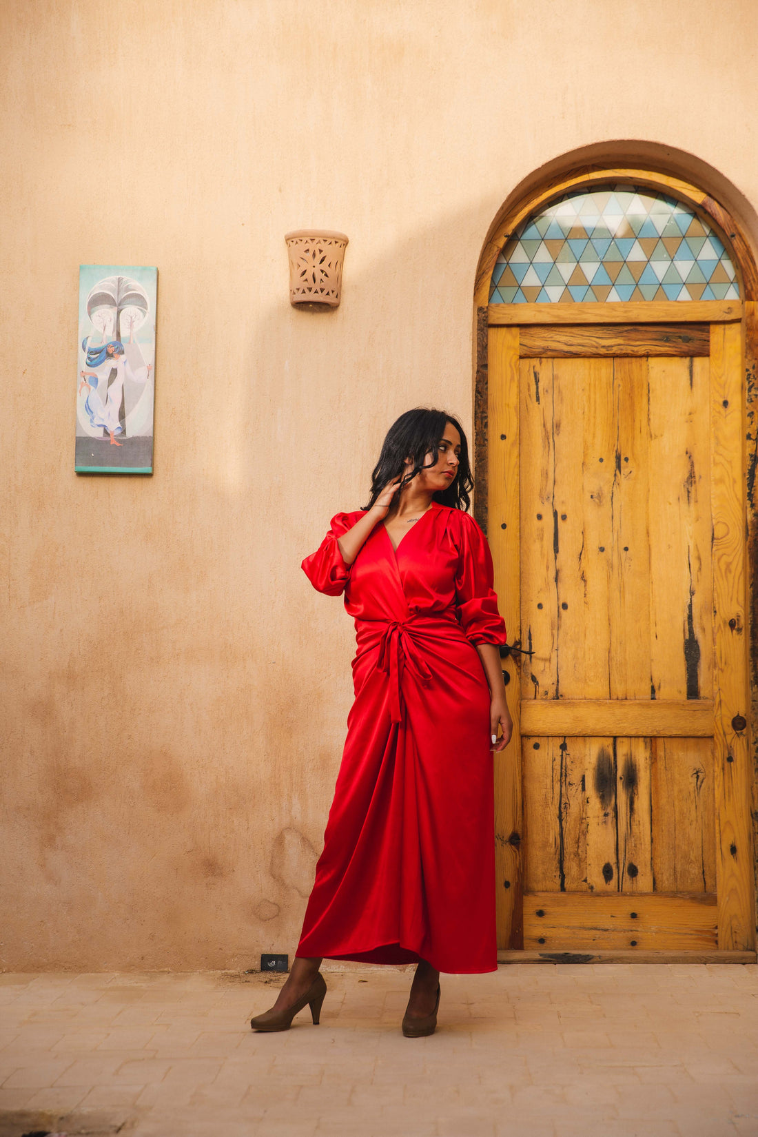 The Royal Satin wrap dress - Red