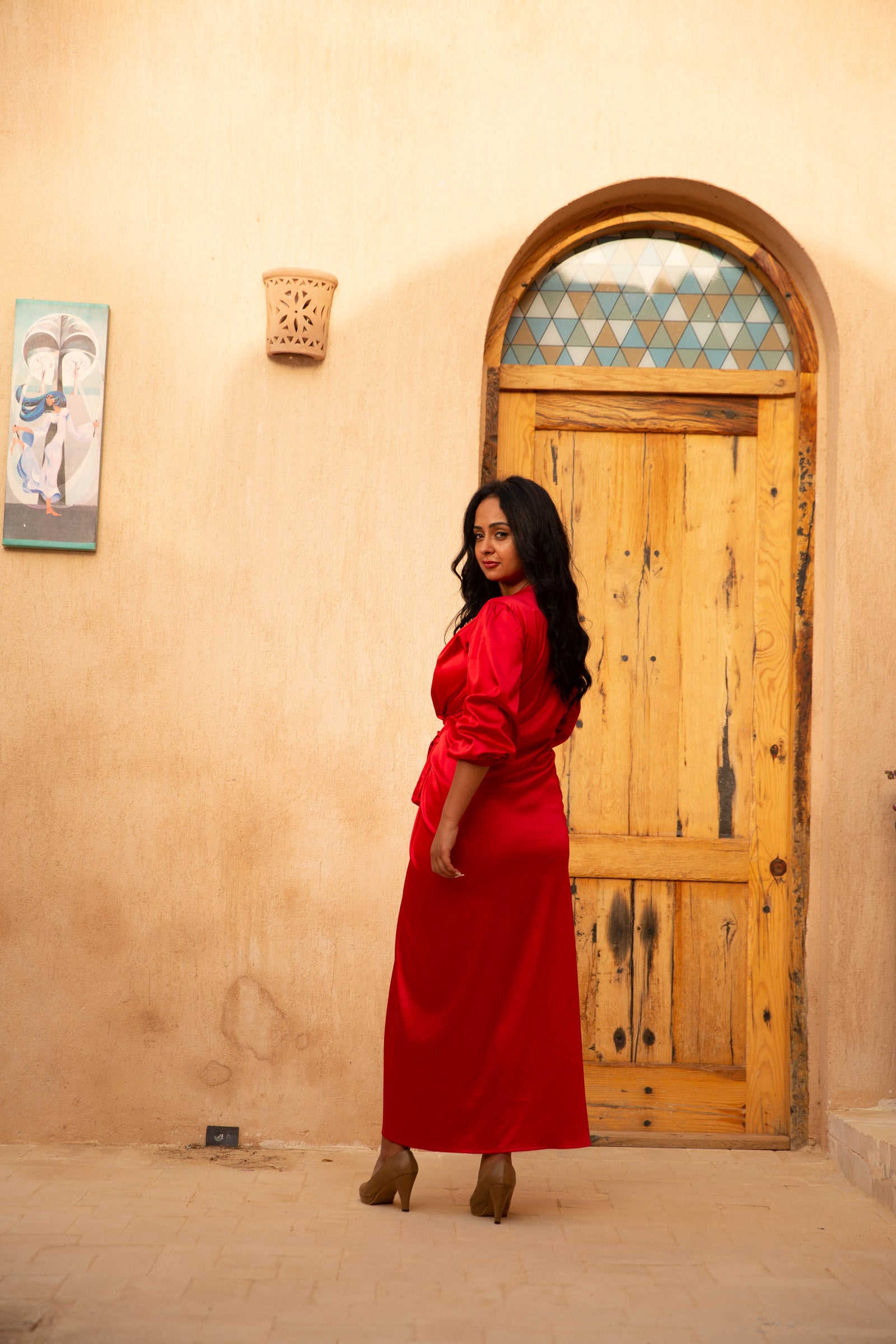 The Royal Satin wrap dress - Red
