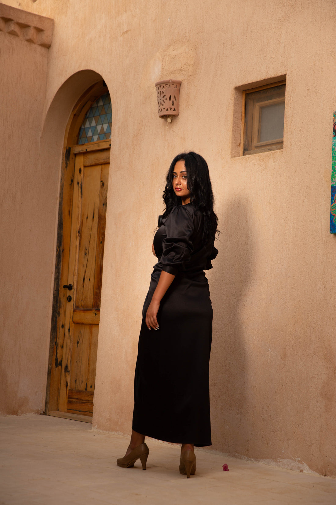 The Royal Satin wrap dress - Black