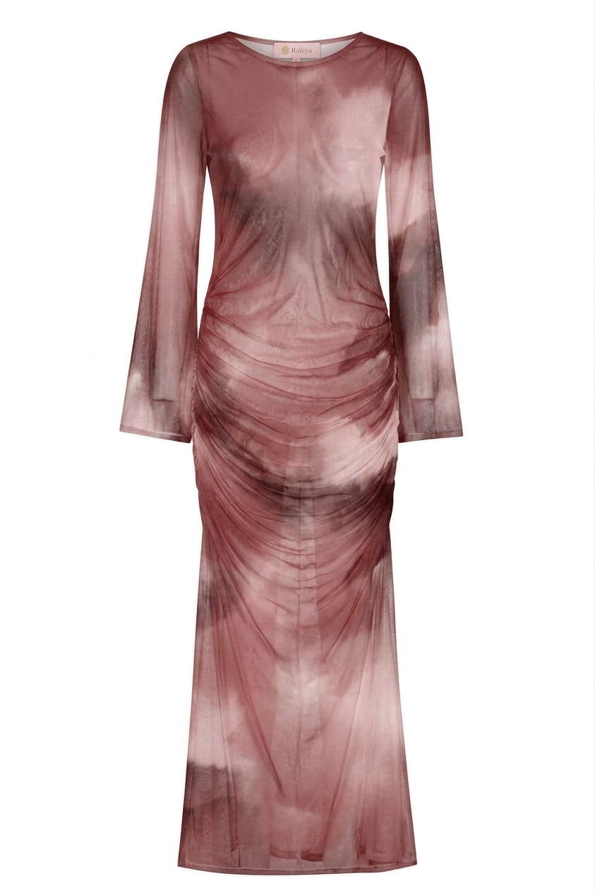 Ombre Berry Tulle Ruched Dress