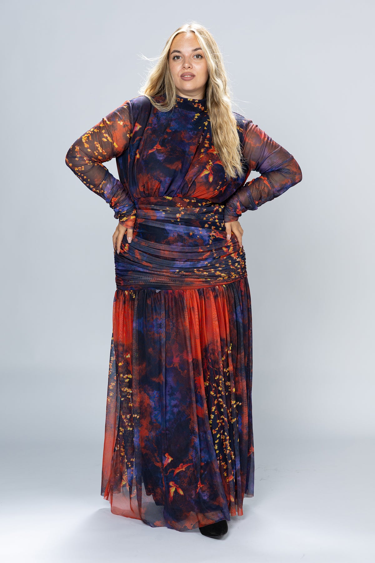 Dusk Ruched Tulle Maxi Dress