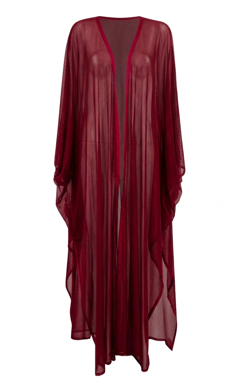 Maroon Tulle Kimono