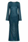 Teal Tulle Ruched Dress