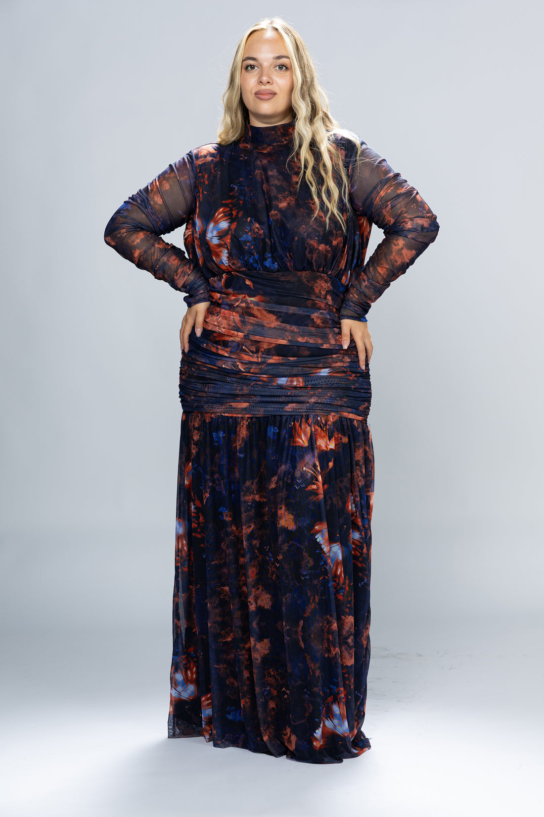 Nightfall Ruched Tulle Maxi Dress