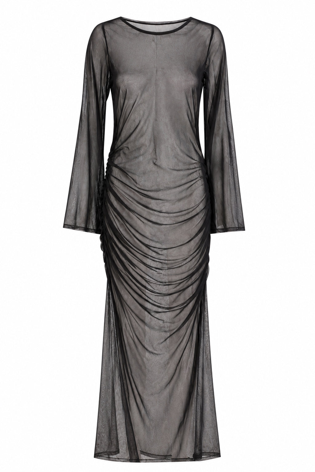 Black Tulle Ruched Dress