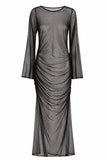 Black Tulle Ruched Dress