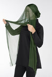 Army green headpiece with tulle