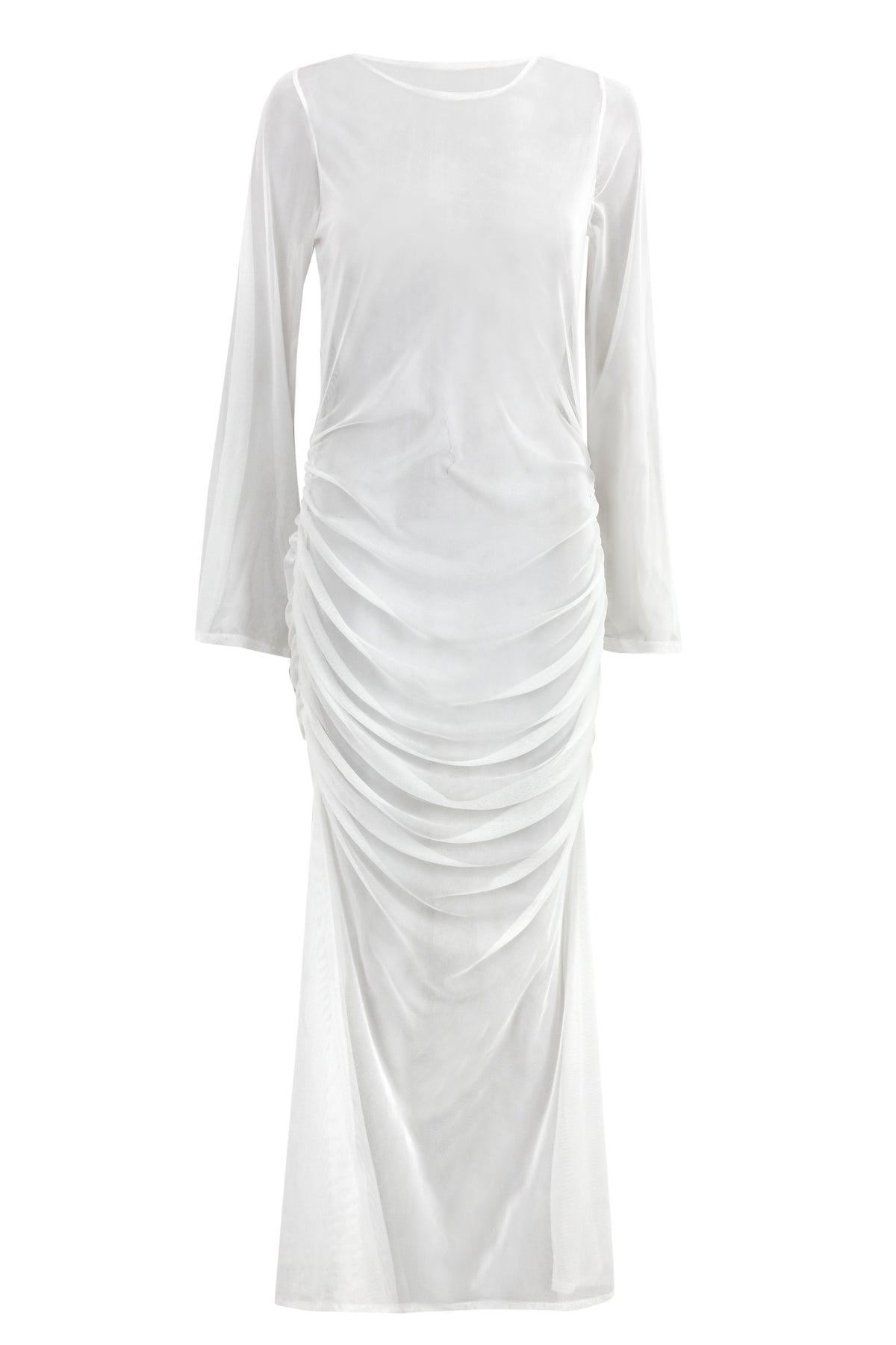 White Tulle Ruched Dress