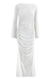 White Tulle Ruched Dress