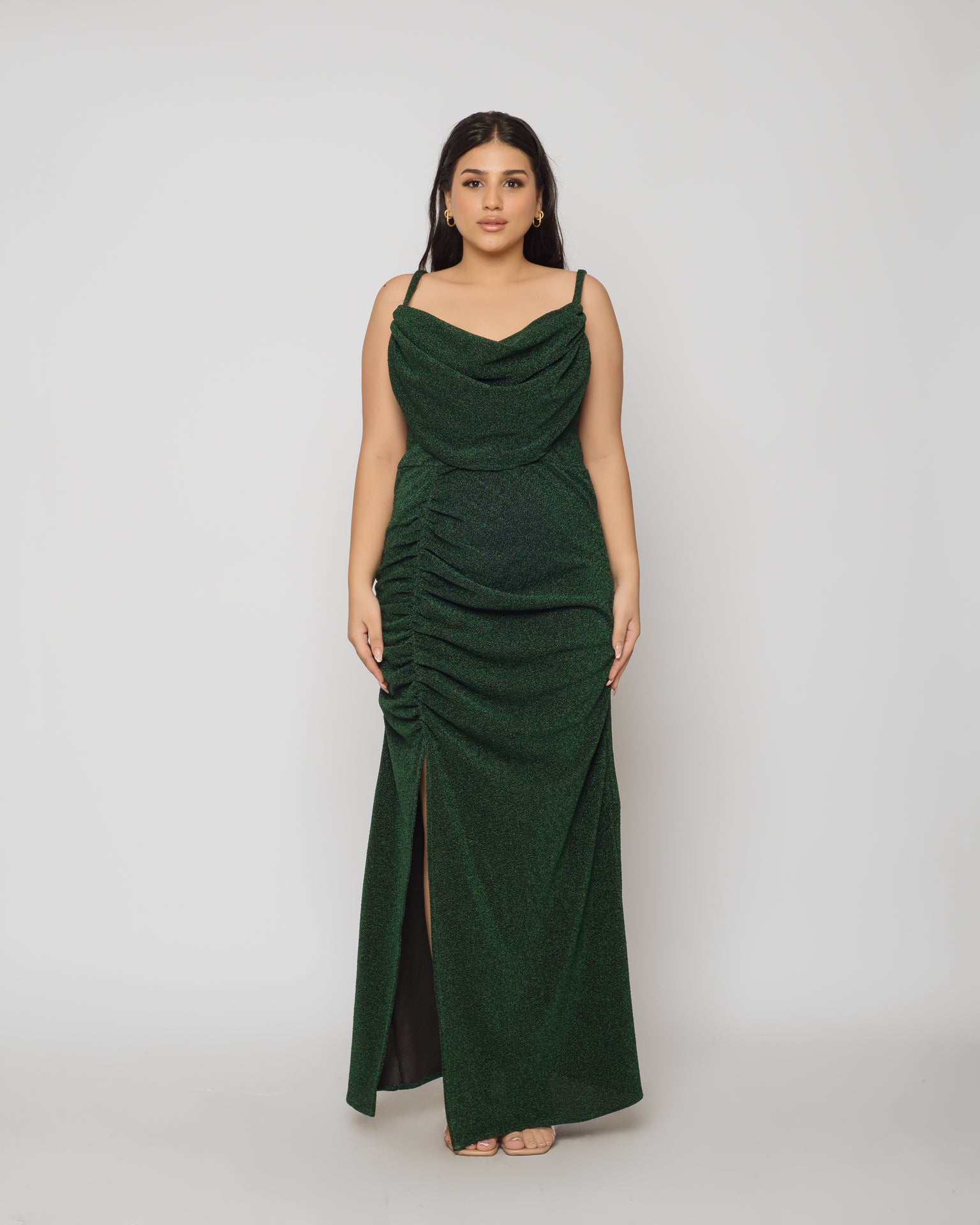 Babe Maxi dress Ruched skirt - Emerald green