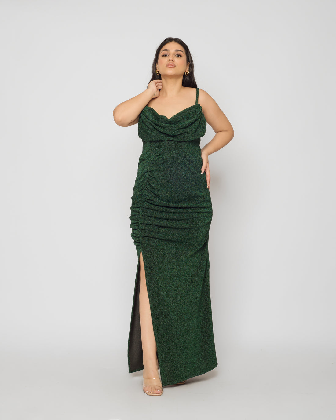 Babe Maxi dress Ruched skirt - Emerald green
