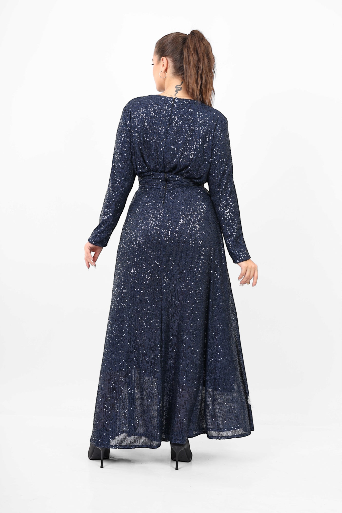 Sequin Soiree Dress - Navy blue