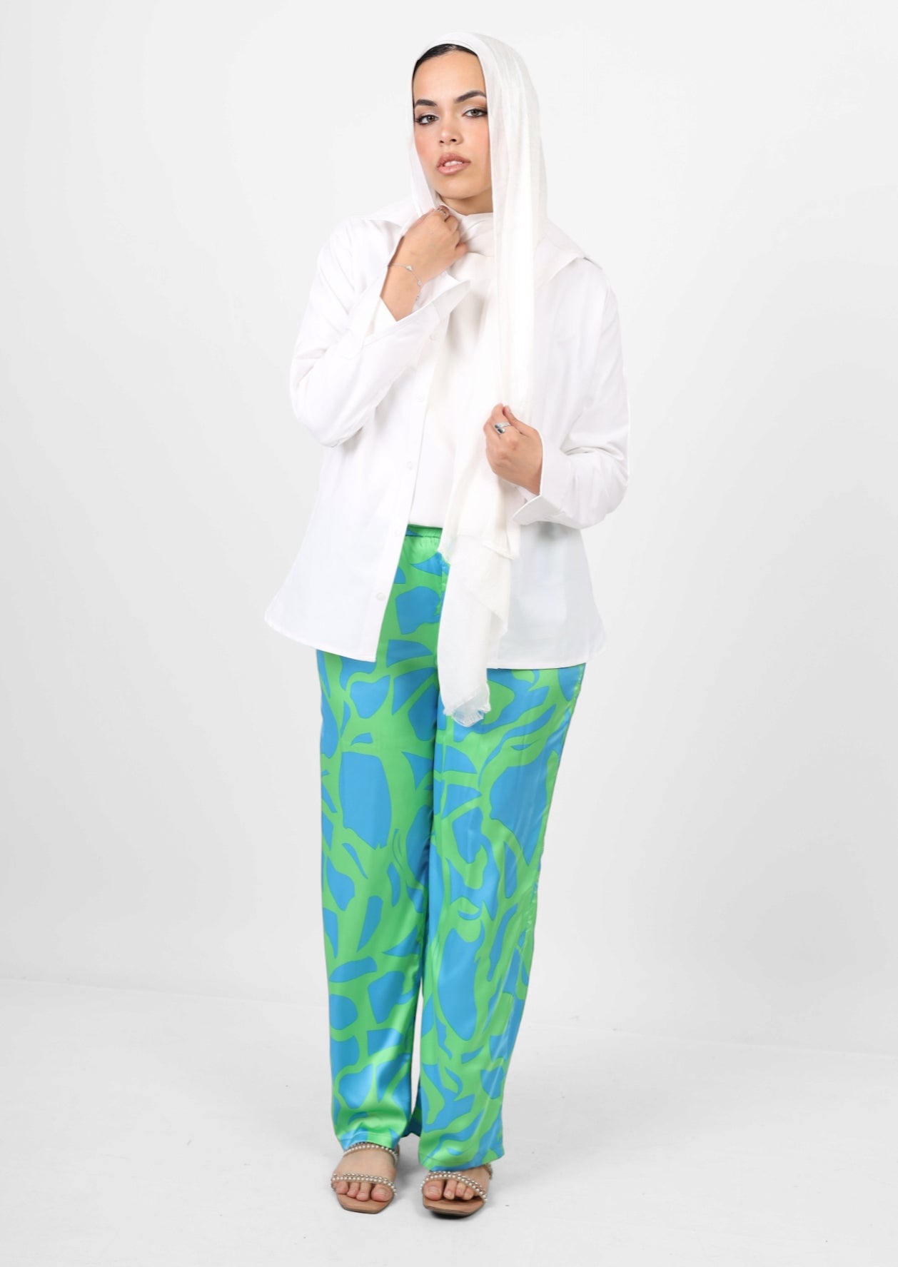The blossom silk pants - green
