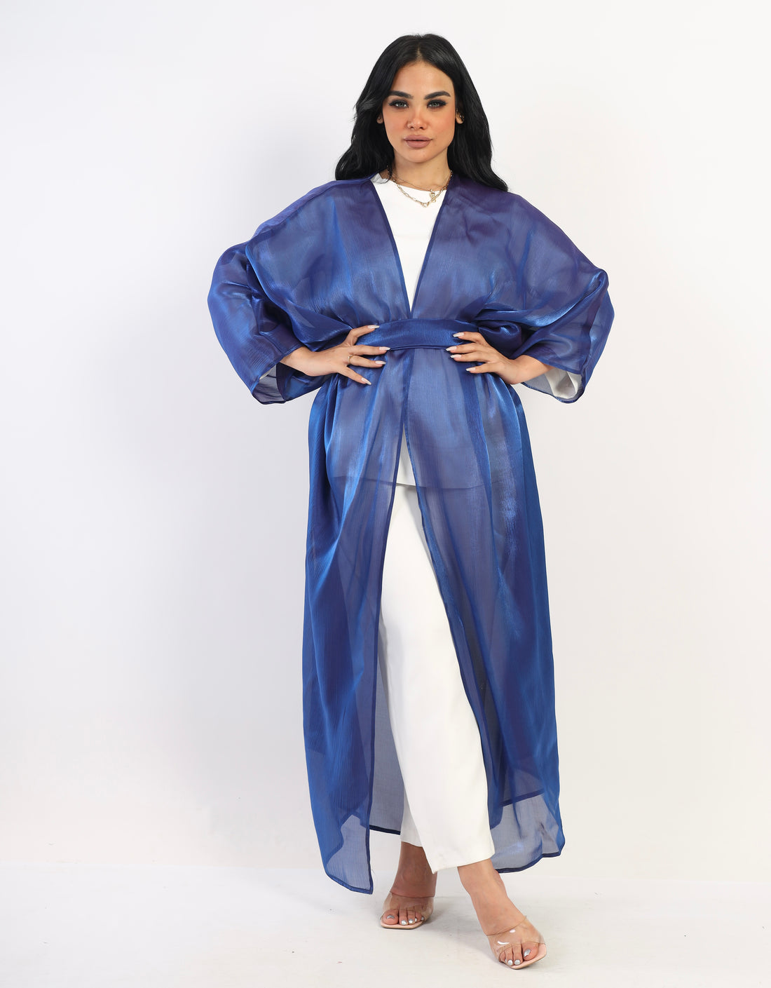 Organza Shimmer Saudi kimono - Blue