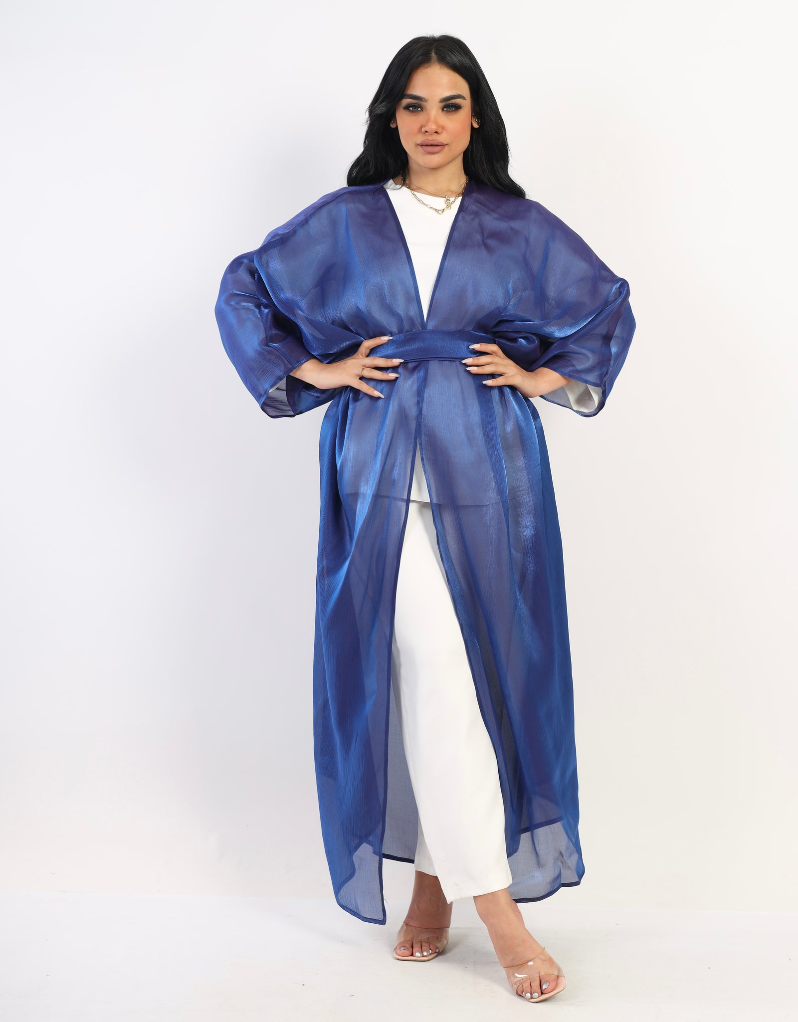 Organza Shimmer Saudi kimono - Blue