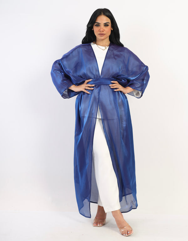 Organza Shimmer Saudi kimono - Blue