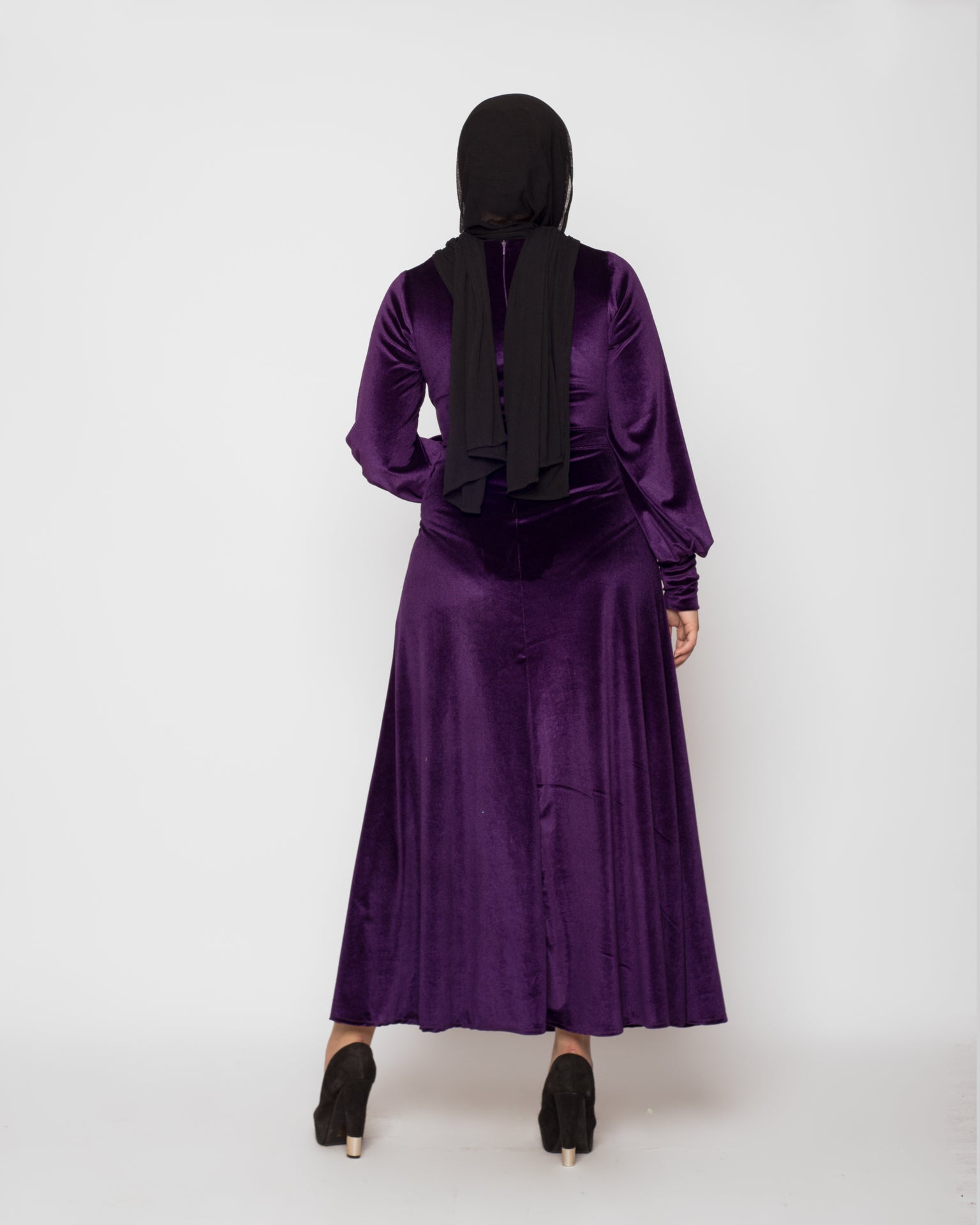 Front Twist Maxi Velvet Dress - Purple
