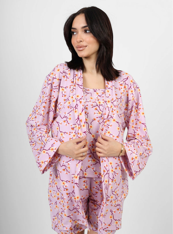 3 piece Short sleeved Pajama Set - Pink