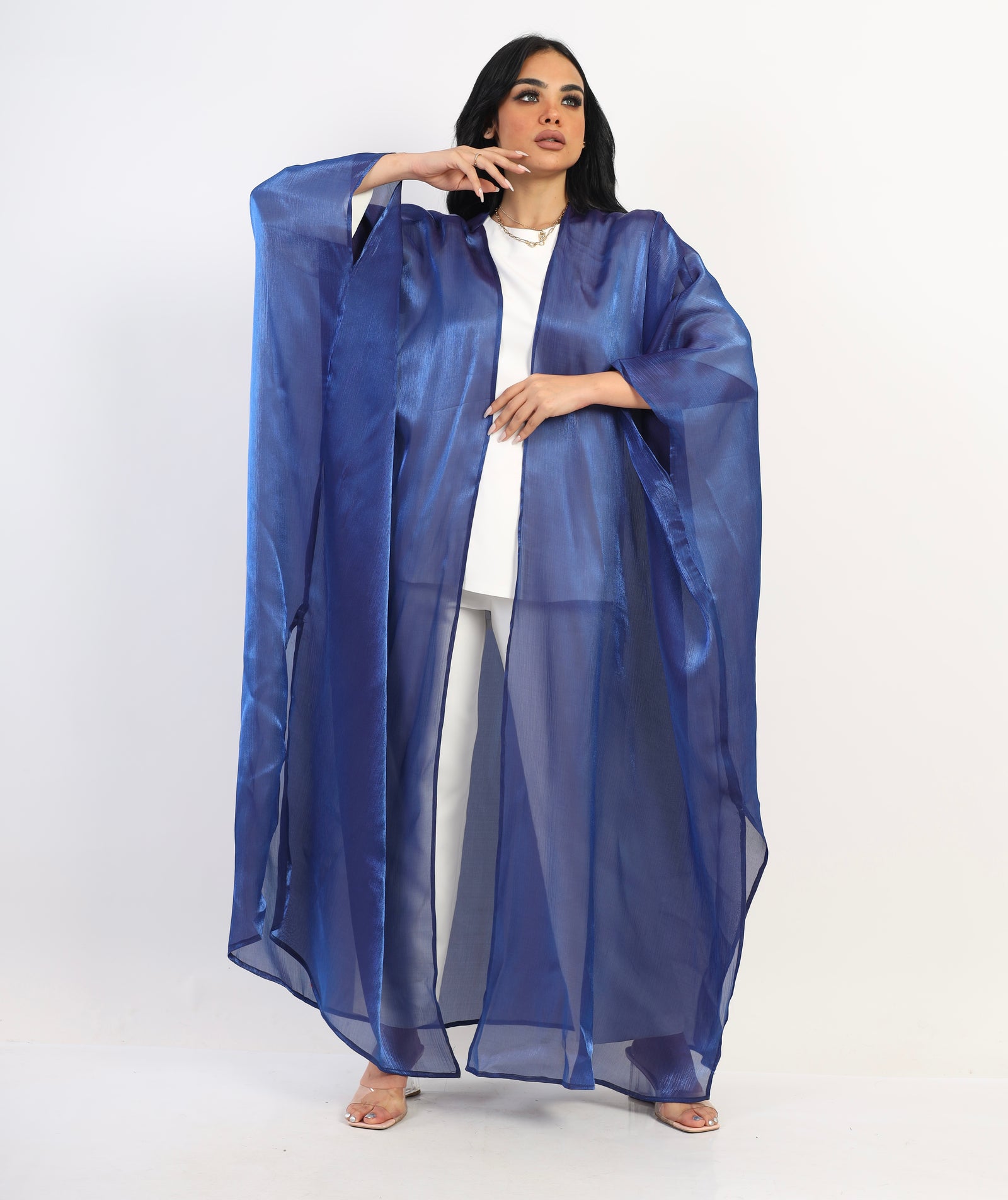 Organza Shimmer Saudi kimono - Blue