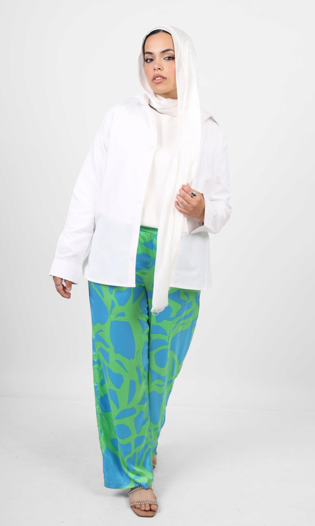 The blossom silk pants - green