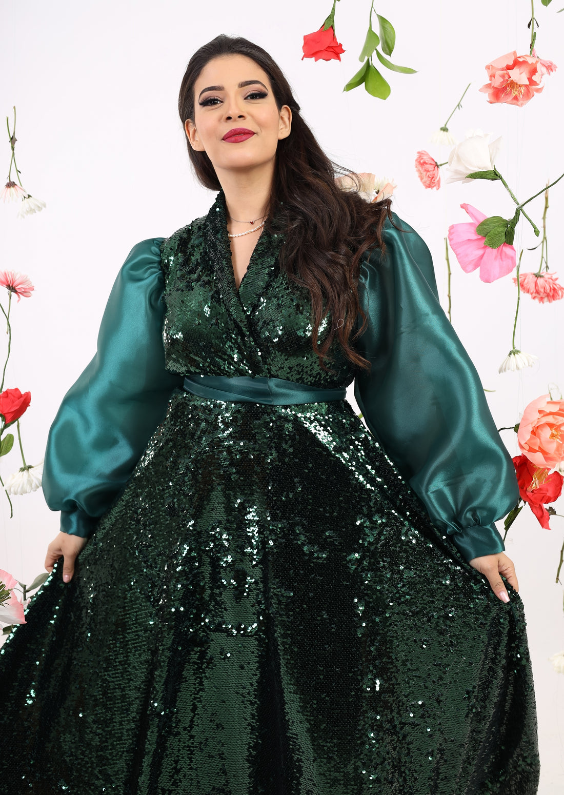 All emerald sequin blazer dress