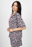 Mixed Short sleeved Pajama Set - Grey