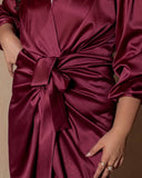 The Royal Satin wrap dress -Maroon
