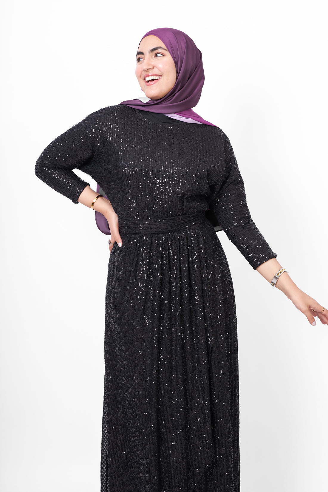 Sequin Soiree Dress - Black