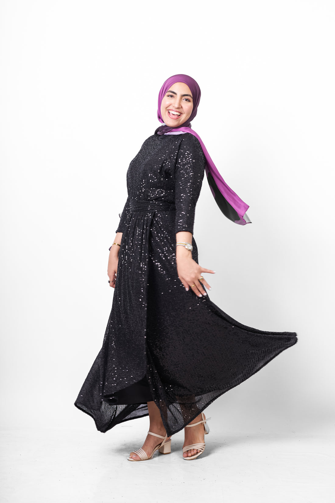 Sequin Soiree Dress - Black