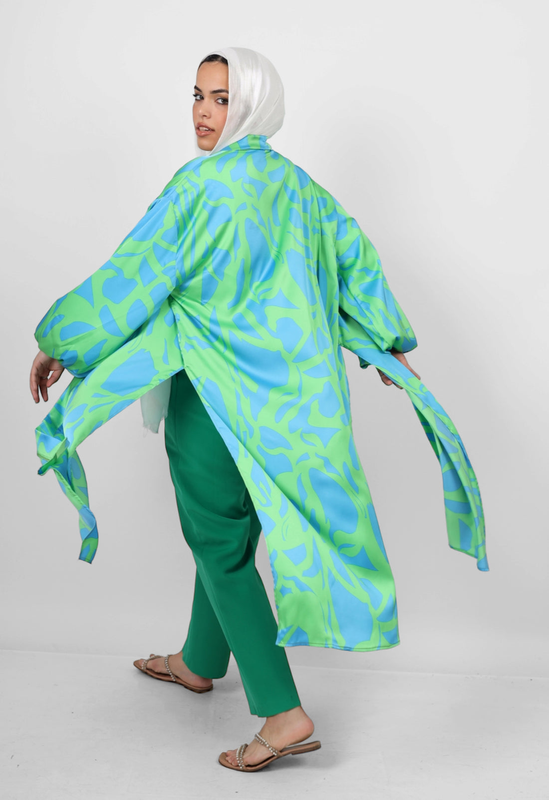 Blossom silk kimono - Green