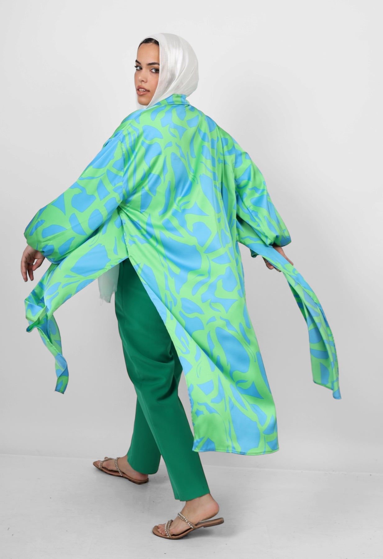 Blossom silk kimono - Green