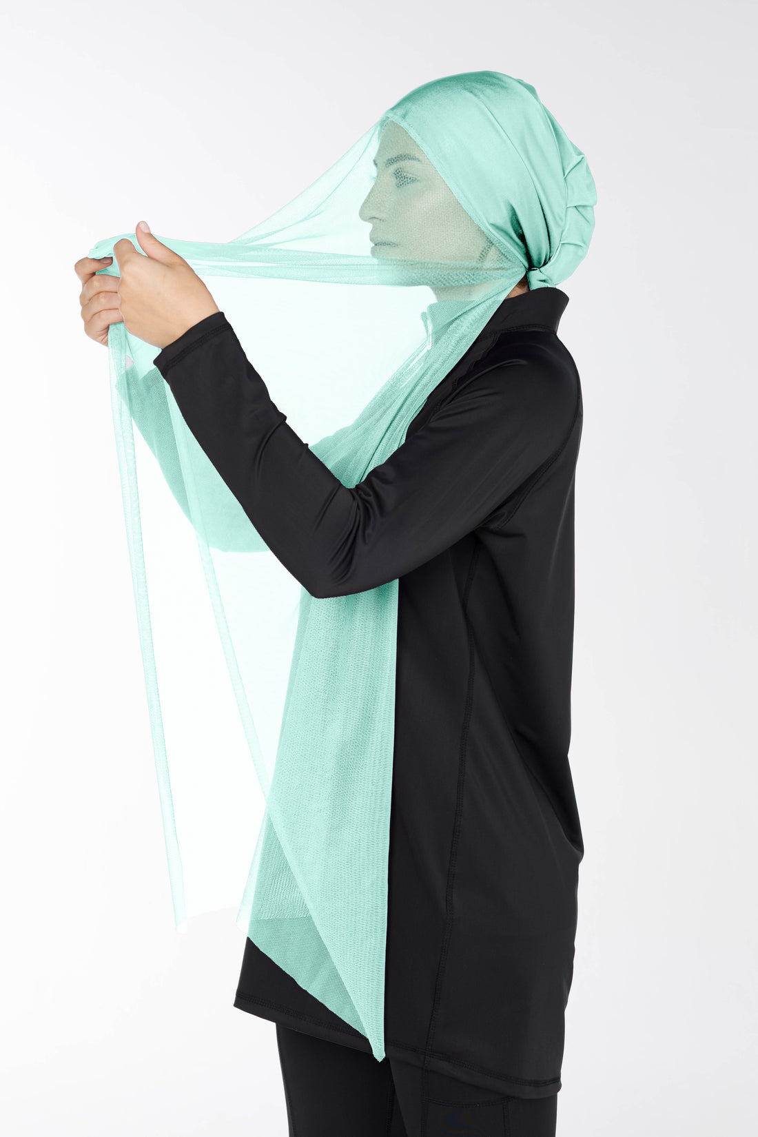 Mint headpiece with tulle