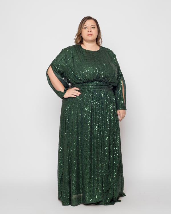 Sequin Soiree Dress - Emerald Green