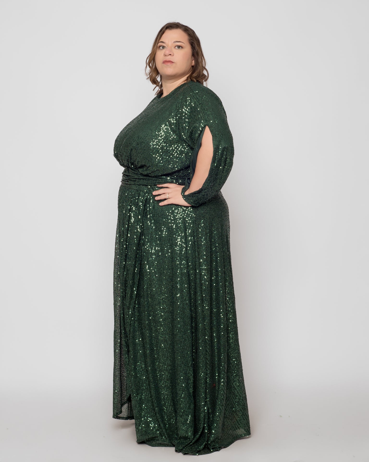 Sequin Soiree Dress - Emerald Green