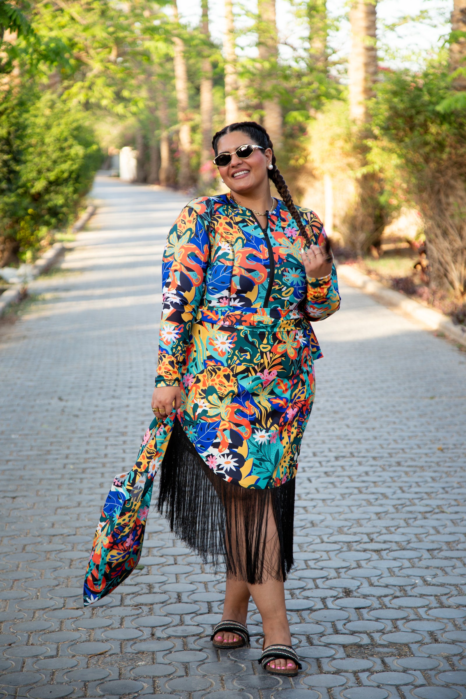 Fierce crepe wrap skirt with fringes