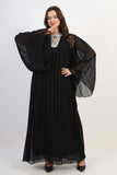 Pleated chiffon dress - Black