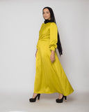 Front Twist Satin Dress - Lemon